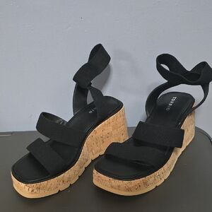 Torrid Black Strappy Wedge Sandals